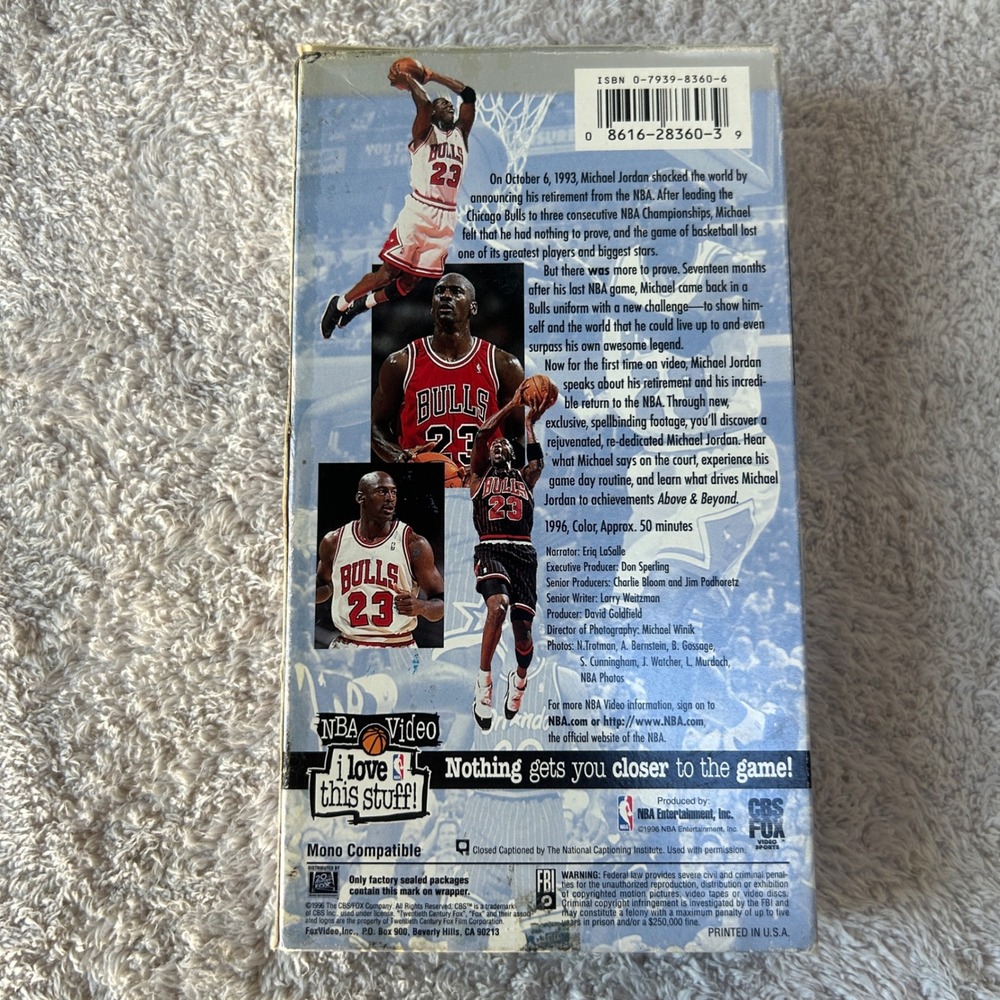 Michael Jordan Above & Beyond VHS 1996 NBA Superstars Series Chicago Bulls Doc - Picture 2 of 3